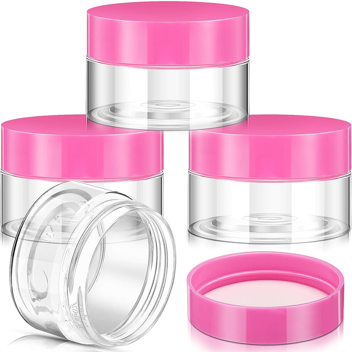 4 Pieces round Wide-Mouth Leak Proof Plastic Container Jars with Lids for Travel Storage Makeup Beauty Products Face Creams Oils Salves Ointments DIY Making(1 Ounce,White)