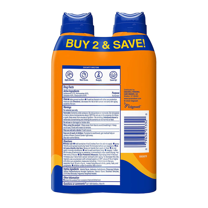 Sport Ultra SPF 50 Sunscreen Spray |  Sunscreen Spray SPF 50, Water Resistant, Oxybenzone-Free, Sunblock, 6Oz Each Twin Pack