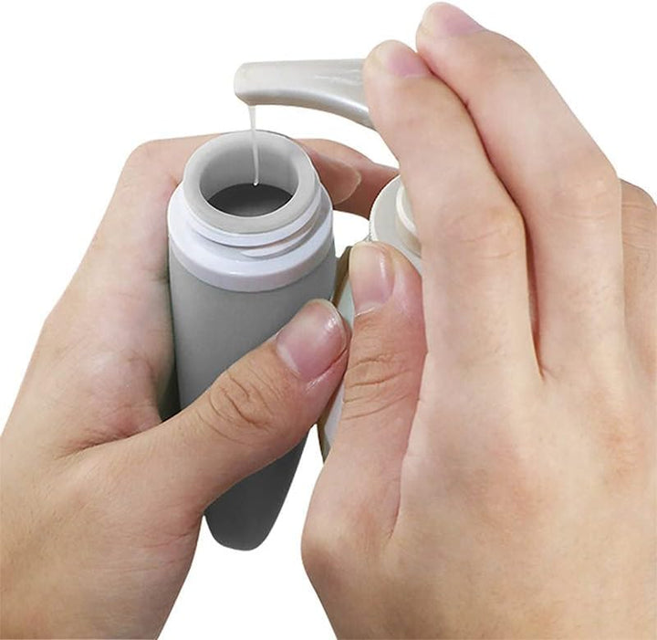 Travel Bottles for Toiletries, TSA Approved 3Oz (90Ml) Leak Proof Silicone Refillable Squeeze Travel Size Containers BPA Free for Cleansers, Lotions, Shampoo 3-Pk (Black-Gray-White)