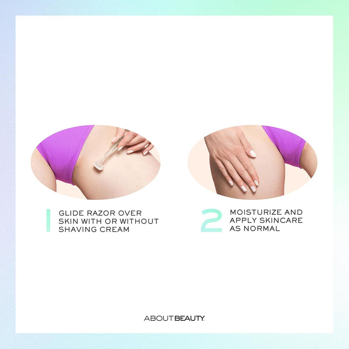 About Body Bikini Shavers - 3 Gentle Beauty Groomers, Japanese Steel Razor Ideal for Shaving, Exfoliating and Trimming Intimate Areas, Skin-Soothing Aloe Moisture Pad Gently Glides along Skin