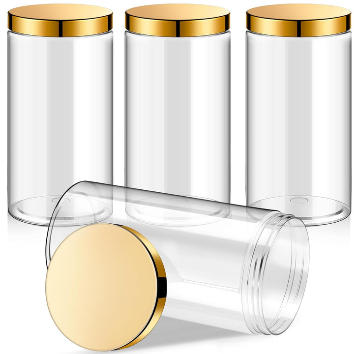 4 Pieces round Wide-Mouth Leak Proof Plastic Container Jars with Lids for Travel Storage Makeup Beauty Products Face Creams Oils Salves Ointments DIY Making(1 Ounce,White)