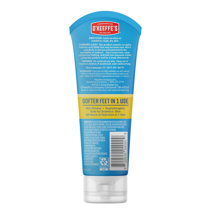 for Healthy Feet Intense Renewal Cream with Urea & Alpha Hydroxy Acid - 3 Oz Tube (1 Pack) - Chemically Exfoliates and Softens Extremely Callused, Dry Feet