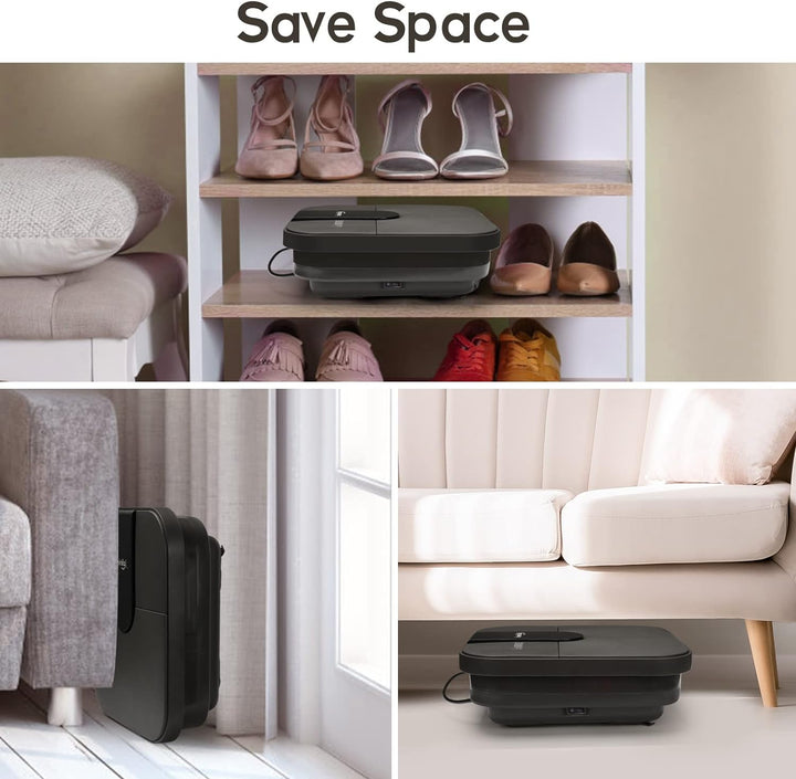 Collapsible Foot Spa,Foot Bath with Heat and Massage and Bubble Jets,Foot Soak Tub with Six Non Motorized Rollers,Acupressure Massage Points,Red Light and Removable Pumice Stone