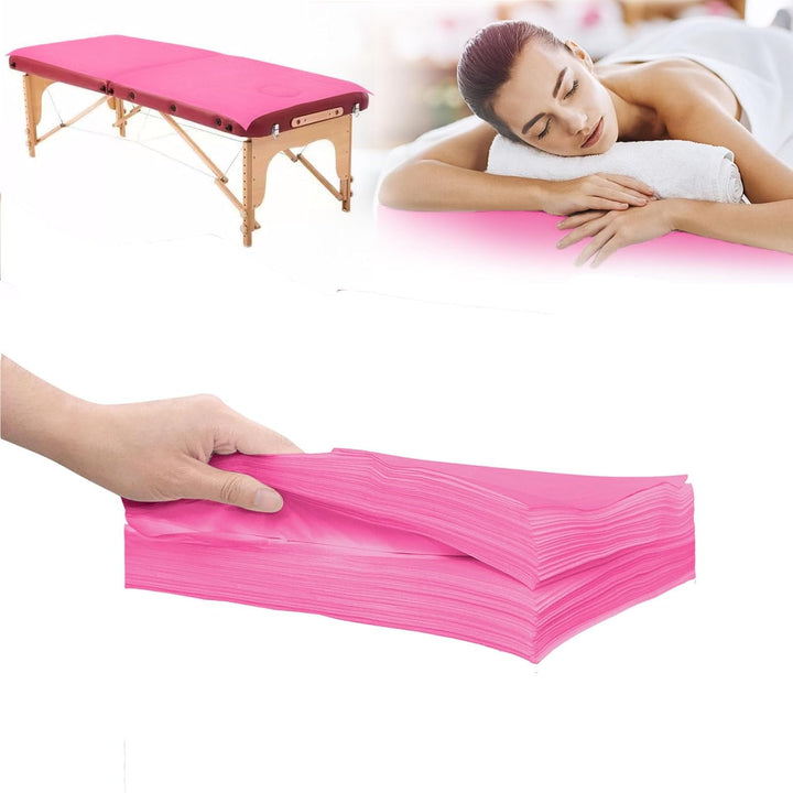 100Pcs Disposable Massage Table Sheets 31.5" X 71" Non-Woven Fabric Bed Covers for Ultimate Hygiene and Comfort in Massage, Tattoo, and Spa Treatments, Breathable and Durable Sheets(White)