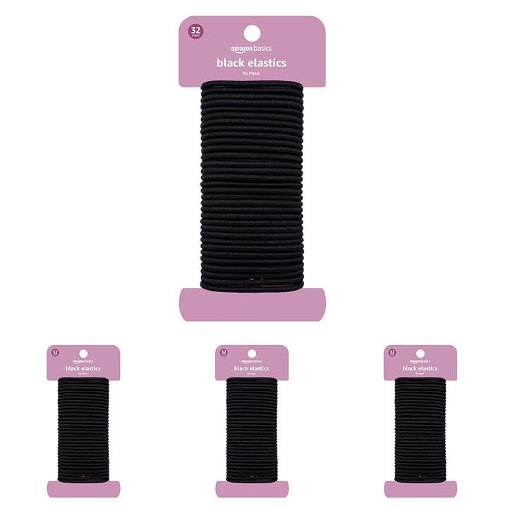 Pony Tail Hair Ties - Bright 4 MM Elastics for All Types, 32 Count