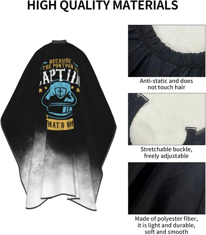 Because I'M the Pon-Toon Boat Cap-Tain Professional Salon Hair Cutting Cape Barber Cape Adjustable Snap Button with Hairdressing Salon Capes for Haircut Coloring Makeup Styling 55 X 66 Inches