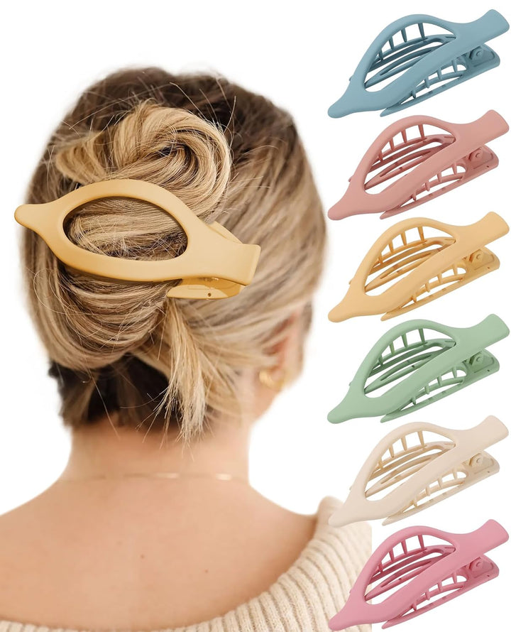 French Concord Hair Clips - 6Pcs Side Slide Volume Clips for Women Girls, Strong Hold No Slip Grip, Thick or Thin Hair (Matte Finish, L:4.6 IN, W:1.97IN)