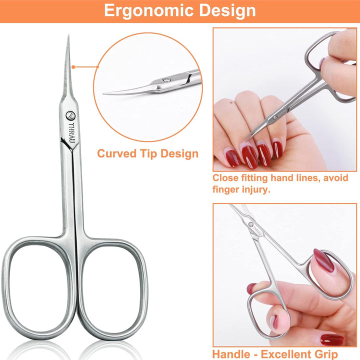 Cuticle Scissors Extra Fine for Manicure and Pedicure, Curved Blade Nail Scissors, Precise Pointed Tip Grooming Kit for Eyebrow, Eyelash, Trim Nail and Dry Skin, Small Scissors