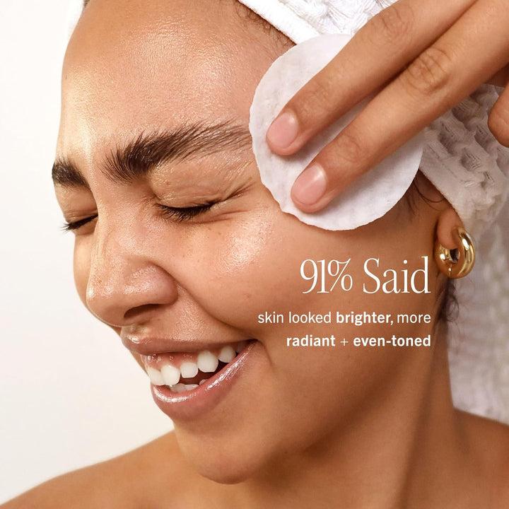 - Facial Radiance Pads with Glycolic & Lactic Acids, Daily Exfoliating Pads with AHA, Visibly Smaller Pores, Help Tone & Brighten Skin, One-Step Makeup Prep, Compostable, 60