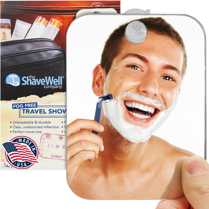 Shave Well Deluxe Anti-Fog Shaving Mirror | Fogless Hanging Bathroom Shower Mirror with Handheld Option for Men and Women | Includes Long-Lasting Removable Adhesive Hook for Wall