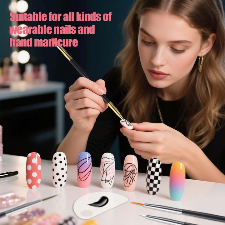 Nail Dotting Tools 32PCS Double-Ended Nail Art Brushes Kit Nail Art Gel Polish Liner Brushes Design Pen for Nail Drawing and Nail Paint Brushes Small Detail Brushes
