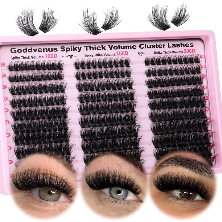 Lash Clusters Kit Wispy Eyelash Clusters Lashes Natural DIY Lash Extension Kit 10-16Mm Cluster Eyelash Extensions Kit 300Pcs C Curl Individual Lashes Cluster Eyelash (No Tweezers)