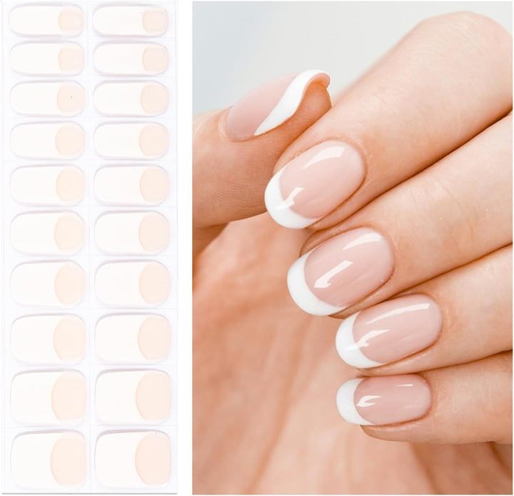 Semi Cured Gel Nail Strips | Gel Nail Stickers with UV Light Required | Salon Quality, Easy Application and Removal（Pink Ombre）