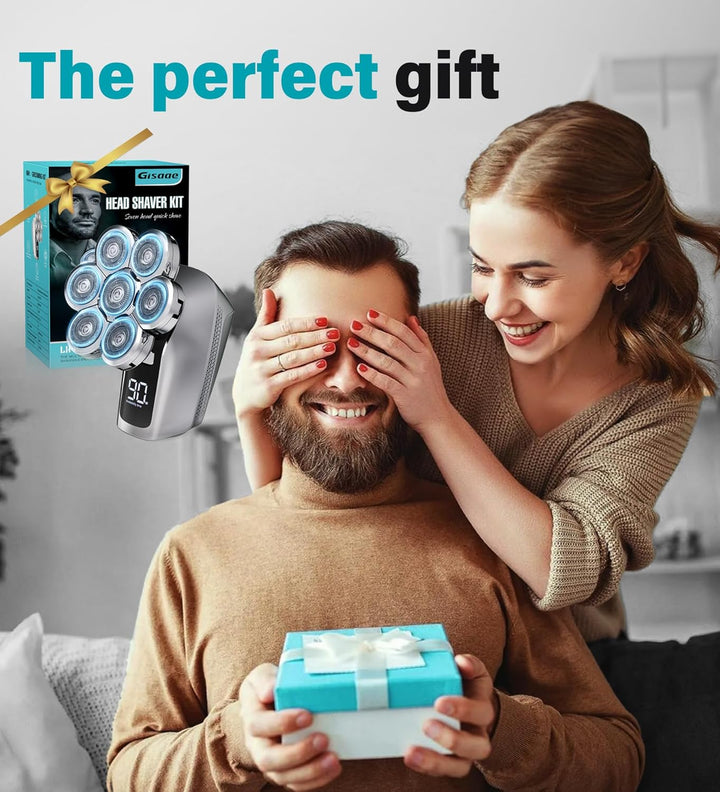 Head Shavers for Bald Men, Upgraded 7D Electric Razor, Cordless Rechargeable, Ipx7 100% Waterproof, Dry & Wet Bald Head Shaver, Beard Grooming Kit with Led Display