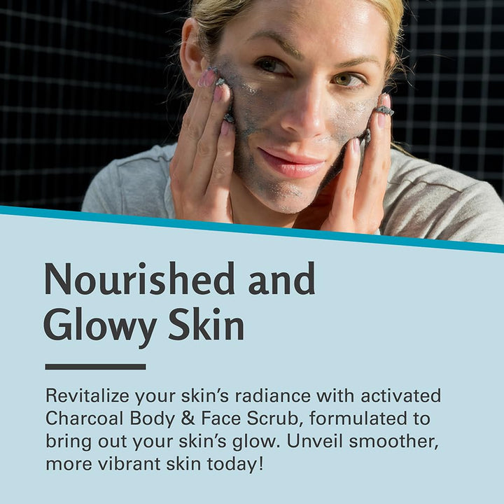 Exfoliating Charcoal Scrub with Collagen & Stem Cells – Salt Scrub for Body Toning, Cellulite, Armpit Detox, and Skin Smoothing for Face, Feet, and Body by .