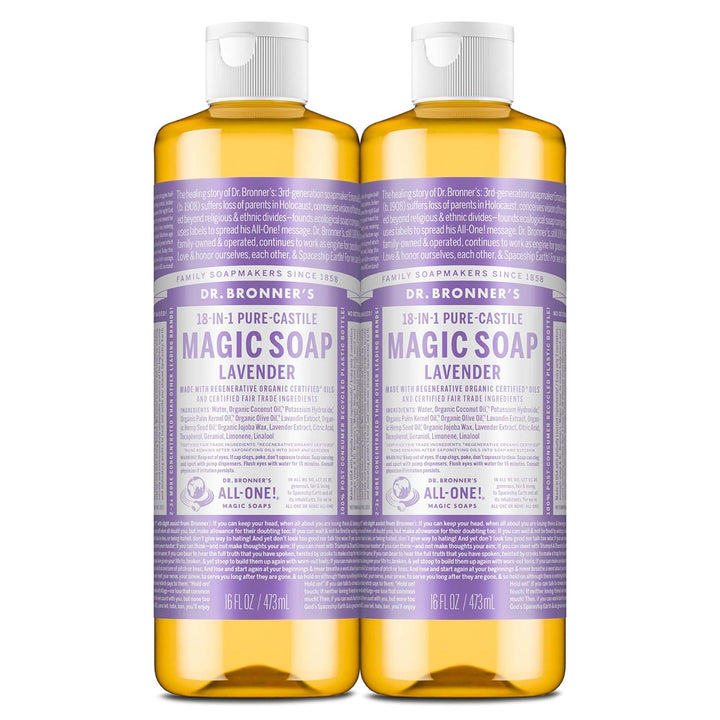 ’S Pure-Castile Magic Liquid Soap - Made with Regenerative Organic Certified Oils - 18-In-1 Uses for Face, Body, Hand, Hair- Gentle on Sensitive Skin - All Natural Body Wash- Lavender, 32Oz