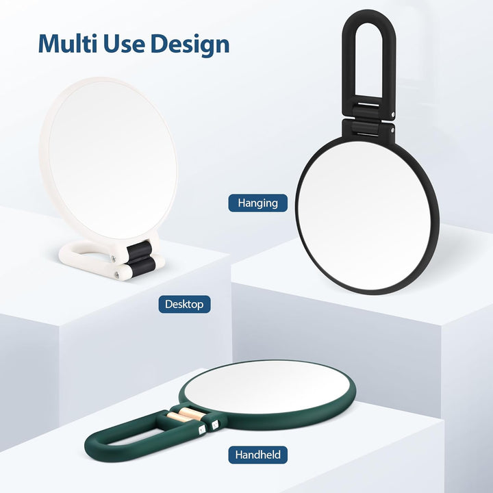 30X Magnifying Mirror, Hand Mirror with Handle, Double Sided Hand Mirror with 30X/1X Magnification, Travel Essential Portable Foldable Makeup Mirror for Precision Makeup Black