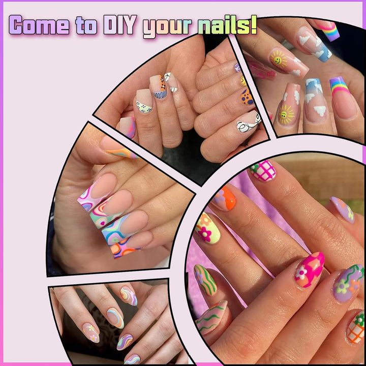 Nail Art Pens, 16 Colors Acrylic Nail Paint Pens Kit Quick Drying, 3D Gel Nail Polish Pen Graffiti Dotting Drawing Painting Liner Manicure for Home and Salon DIY