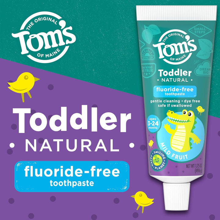 Fluoride-Free Toddler Training Toothpaste, Mild Fruit, 1.75 Oz. 3-Pack (Packaging May Vary)