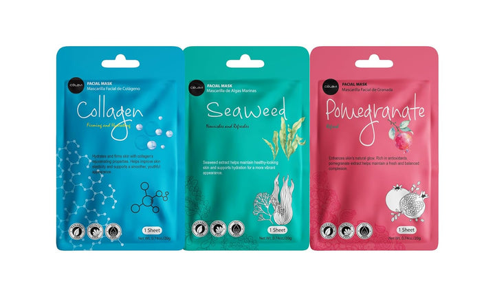 Celavi Essence Facial Sheet Face Mask Variety Set Classic Authentic Korean Moisturizing Skincare (12-Packs)