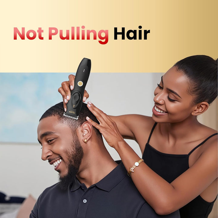 Hair Clippers for Men, Cordless Hair Clipper Kit, Adjustable 4 Length Setting, 2-Speed Settings, Replaceable Ceramic Blade Heads, Rechargeable Hair Clippers for Family (Black)