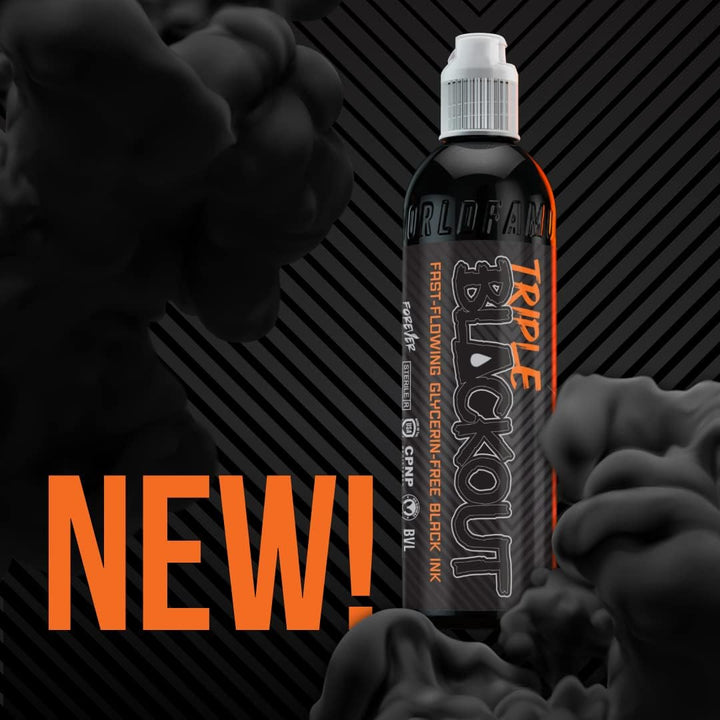 - Triple Blackout Tattoo Ink - Dark & Bold Black Shade - Professional Tattoo Ink & Tattoo Supplies - Skin-Safe Permanent Tattooing in Bold Shades - Vegan & Non-Toxic (1 Oz)