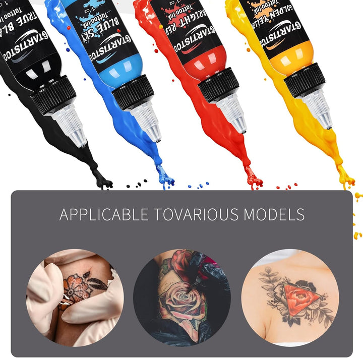 Professional Tattoo Ink Set 14 Colors 1OZ (30Ml) Vegan-Friendly Pigment Tattoo Ink Supplies Ink...
