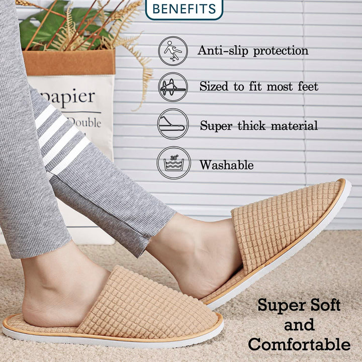 6-10 Pairs Spa Slippers, Non Slip Disposable Slippers for Guest, Washable Reusable, Which Can Be Used as Women Men, House, Indoor, Bathroom, Bedroom, Hotel, Bride Slippers