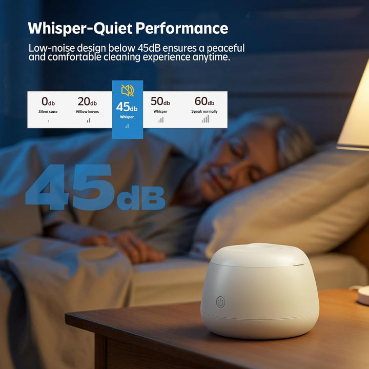 Ultrasonic Retainer Cleaner Machine 48Khz Denture and Aligner Cleaning Pod for Mouth Guards Night Guards Dental Trays Braces Toothbrushes Jewelry with 200ML Capacity (White)