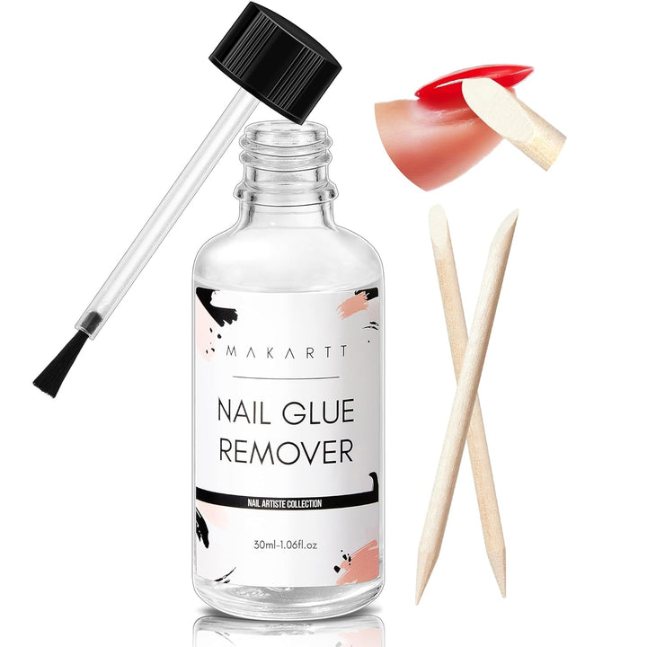 Nail Glue Remover for Press on Nails - 30ML Glueoff Easy Removal Versatile Debonder for Glue on Tips, Regular Polish, Quick Glues and Semi-Cured Sticker DIY Manicure Supply