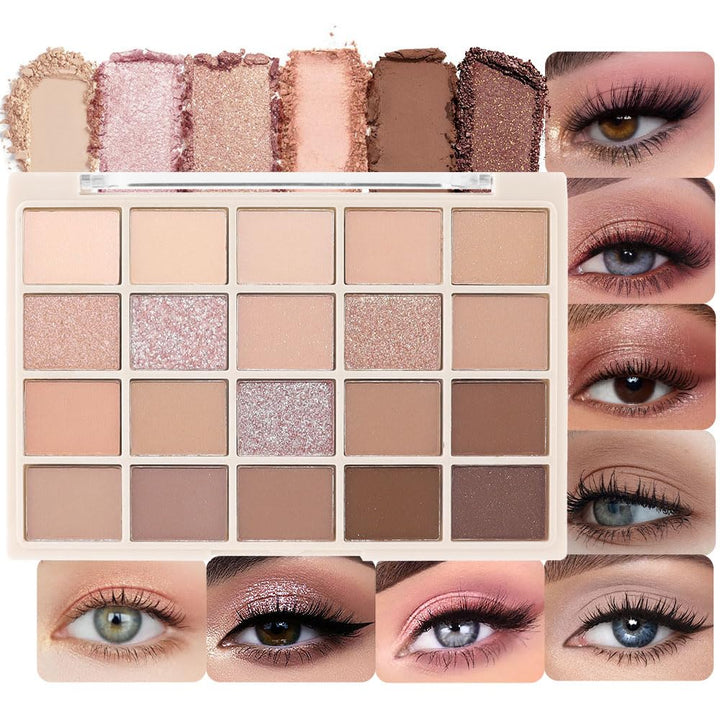 Neutral Nude Brown Smokey Eye Shadow Palette,Rose Gold Bronze Naked Cream Eyeshadow Palette Makeup,Natural Eyeshadow for Eyes Long Lasting Naturing-Looking