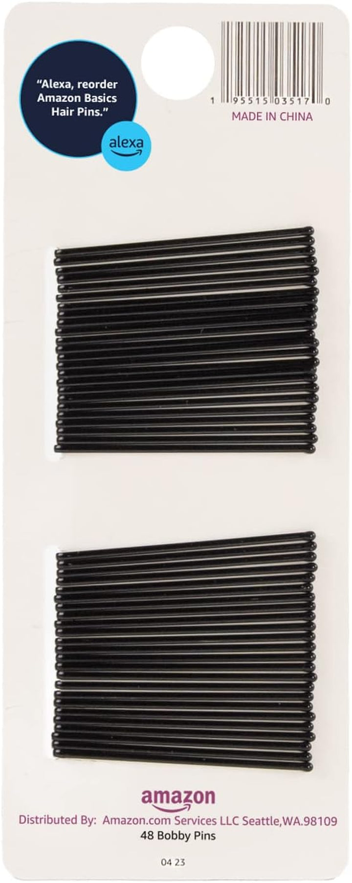 Bobby Pins, Black Hair Pins for All Hair Types, 48 Count