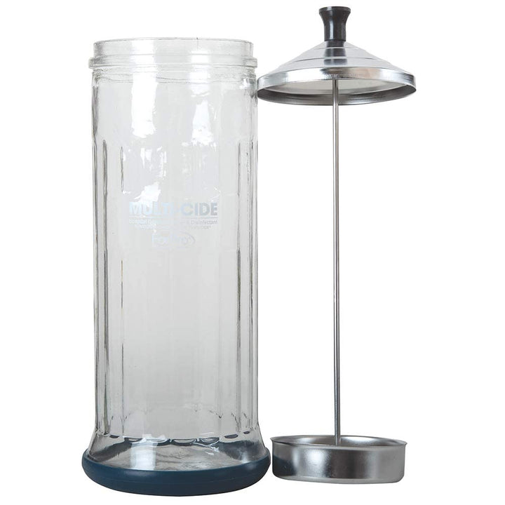 Multi-Cide Tall Glass Jar, for All Hairstyling Tools Including Brushes, Combs & Shears, 37 Oz