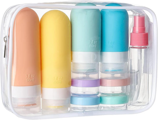 16 Pack Travel Bottles Set - TSA Approved Leak Proof Silicone Squeezable Containers for Toiletries, Conditioner, Shampoo, Lotion & Body Wash Accessories (White)