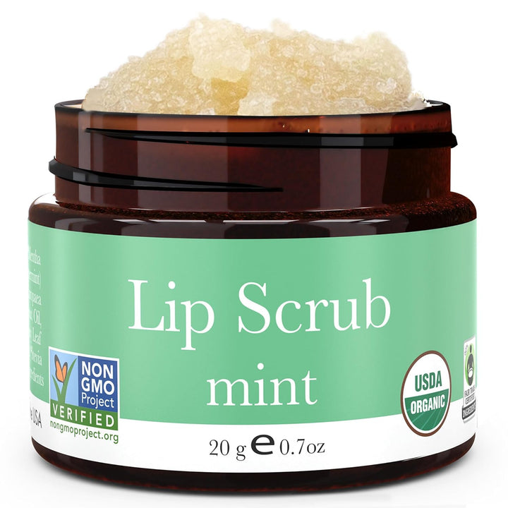 USDA Organic Lip Scrub Vanilla - USA Made with Natural Ingredients, Moisturizing Scrub Exfoliator for Dry Lips, Lip Sugar Scrubber Exfoliator for Smooth Lips, Small Beauty Gifts