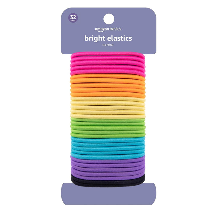 Pony Tail Hair Ties - Bright 4 MM Elastics for All Types, 32 Count