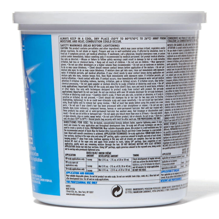 Quick Blue High Performance Bleach | Professional Hair Bleaching Powder | No Drip Formula | Extra Strength Lightening Action Lifts up to 7 Levels | Single Application | 1 Pound