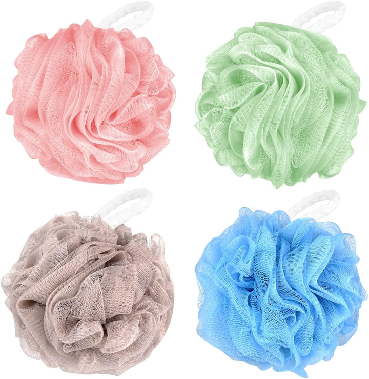 Bath Sponges Loofahs 70 Grams Large Size,4 Pack Shower Sponge Exfoliating Cleaning Bath Loofa Body Scrubber Balls for Women Men Children Washing