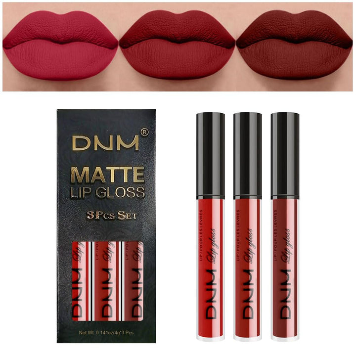 3Pcs Dark Red Purple Plum Matte Liquid Lipstick Sets for Women Matte Lip Stain Long Lasting Waterproof, Burgundy Blood Blue Red Lipstick, Black Cherry Maroon Gothic 24 Hours Magic Lipsticks