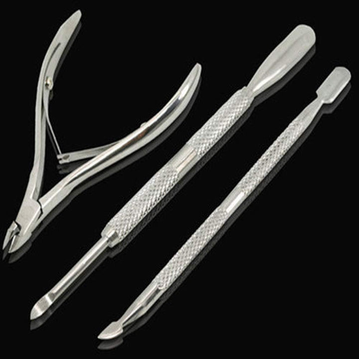 3Pcs/Set Nail Cuticle Scissors Pusher Remover Cutter Stainless Steel Cuticle Nipper Clipper Manicure Nail Tools Set Cuticle Spoon Pusher Remover Cutter Clipper Trimmer Scissors Manicure Tool (Item A)