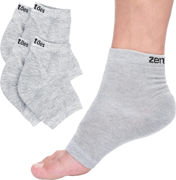 Moisturizing Socks for Cracked Heel Treatment - Vitamin E, Olive Oil and Jojoba Oil Infused Heel Socks to Soften and Hydrate (Fuzzy Blue, Regular)