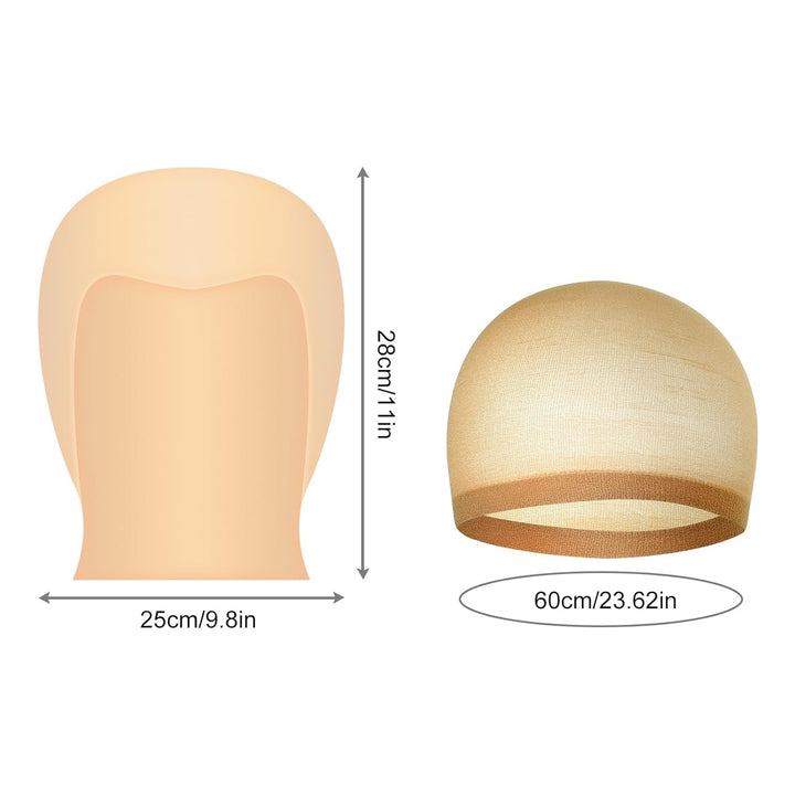 Bald Cap Halloween, 2Pcs Nylon Wig Caps 2Pcs Latex Makeup Bald Cap for Adults Women Men Costume Accessory for Theme Halloween Party Cosplay