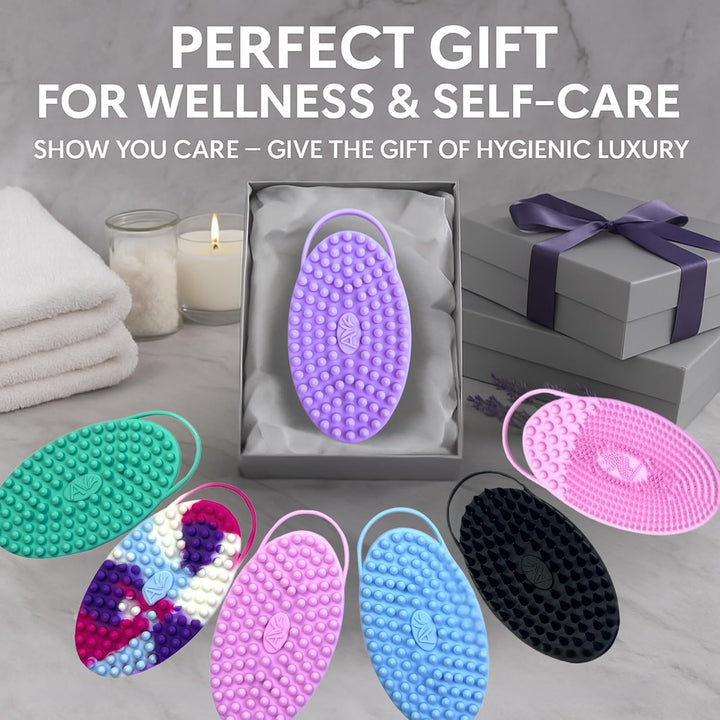 Silicone Body Scrubber – Gentle Shower Brush & Loofah Alternative- Food Grade & Lab Tested – Fast-Drying, Hygienic, Bpa-Free Silicone Body Gentle Exfoliator (Lavender, Massage)