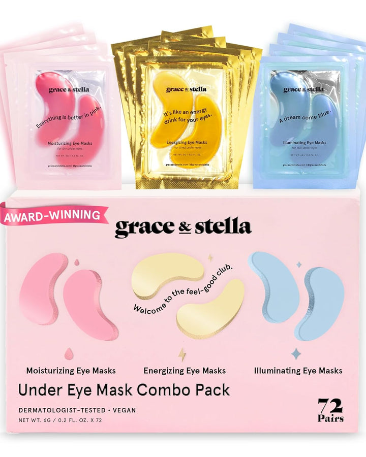 Award Winning under Eye Mask - Travel Essentials - Birthday Gifts for Women - Gel Eye Patches for Dark Circles, Puffy Eyes, Wrinkles, Undereye Bags - Vegan Self Care (48 Pairs, Gold)