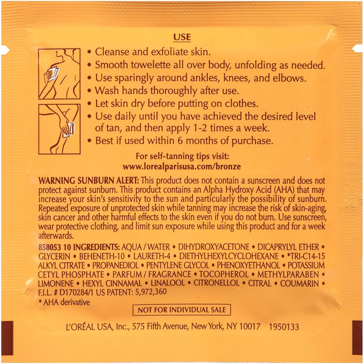 Sublime Bronze Self Tanning Towelettes, Streak-Free, Natural Looking Tan, 6 Ct