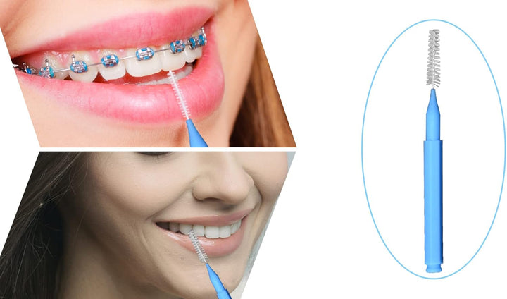 100 Pcs Braces Brush Disposable Interdental Brush Toothpick Dental Flossing Head Oral Dental Hygiene Flosser Tooth Cleaning Tools (Mixed Color)