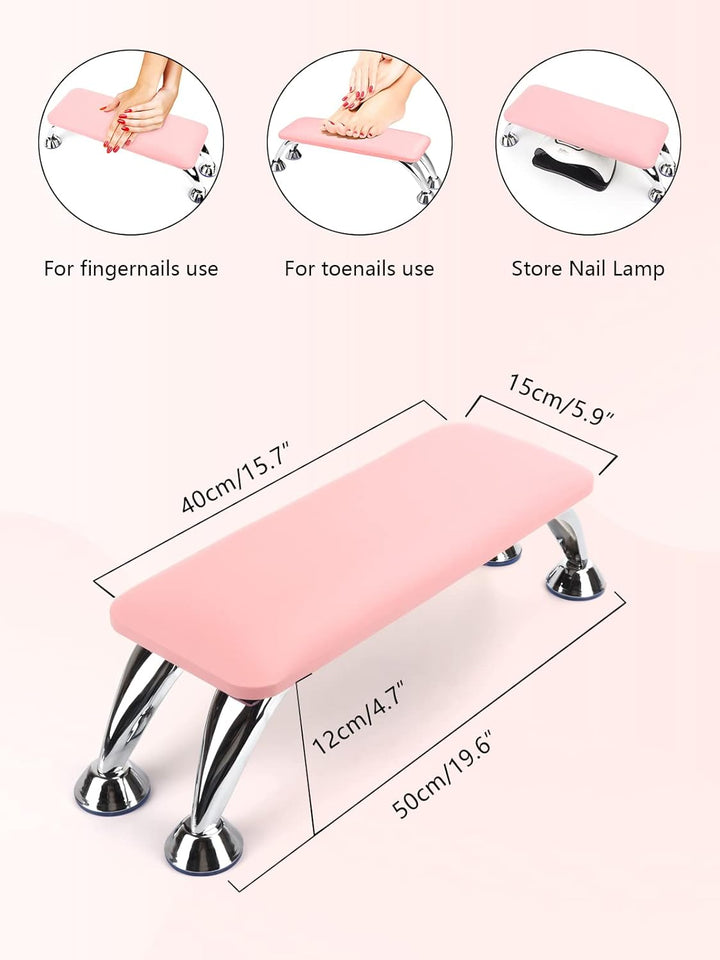Big Arm Rest for Nails Cushion, Microfiber Leather Hand Rest for Nails Tech, Hand Rest Pillow for Nails Toenails, Detachable Nail Art Accessories Tool for Nails Tech (Pink)
