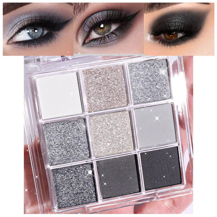 9 Colors Purple Glitter Eyeshadow Palette, Lavender Violet Purple Pink Glitter Metallic Shimmer Sparkly Eye Shadow Palette Makeup for Older Women Blue Eyes, Highly Pigmented Waterproof Eyeshadow