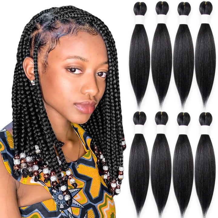 Purple Braiding Hair 20 Inch Pre Stretched Hair Long Straight Crochet Braids Yaki Texture Synthetic Fiber 4 Packs (Dark Purple)