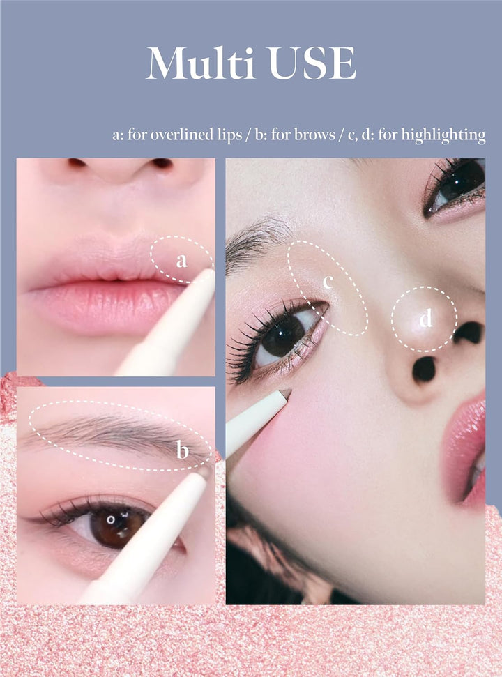 Idol AEGYO-SAL Maker 01 Champagne Beige, 2-In-1 Under-Eye Highlighter and Contour Liner for Bright, Voluminous Eyes, Long-Lasting, Smudge-Proof Shimmer Stick with Natural Glow, Korean Beauty
